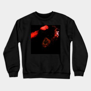 Digital collage and special processing. Dark, scary place in woods. Hole. Red and orange. Crewneck Sweatshirt